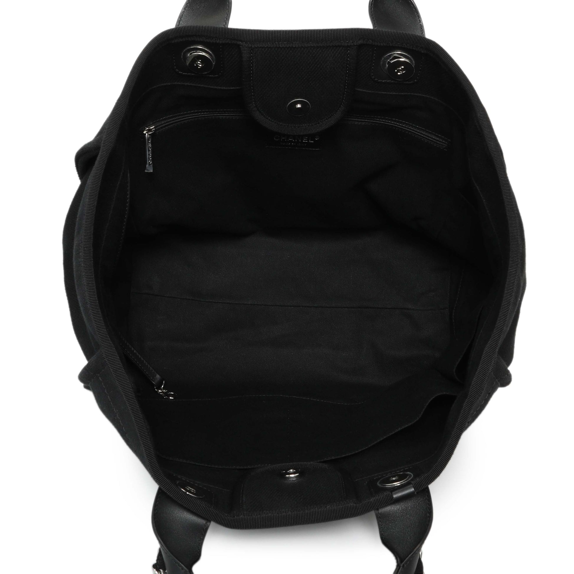 Exclusive Chanel Black Mixed Fibers Medium Deauville — Top View