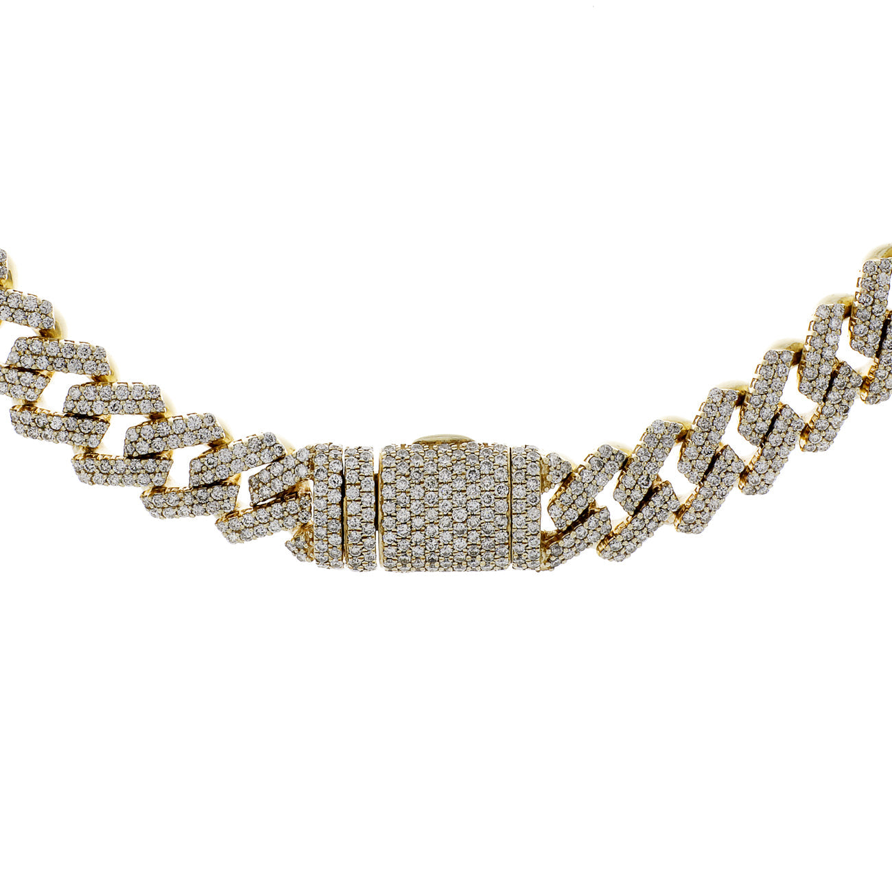 Exclusive 10K Yellow Gold 37.37 Carat Pave Diamond Curb Link Chain — Side View