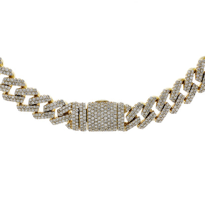 Exclusive 10K Yellow Gold 37.37 Carat Pave Diamond Curb Link Chain — Side View