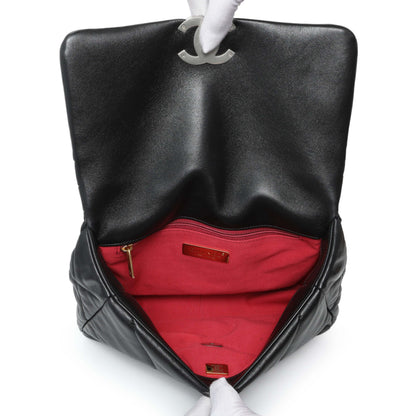 Exclusive Chanel Black Lambskin Quilted Medium Chanel 19 Flap — Top View