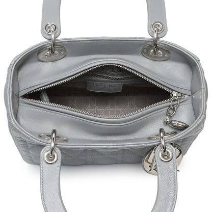 Exclusive Christian Dior Grey Lambskin Cannage Medium Lady Dior — Alternate View 12