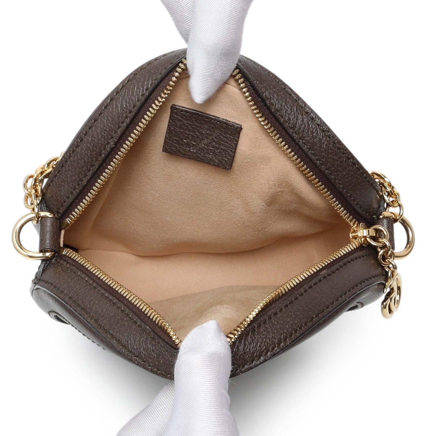 Exclusive Gucci GG Supreme Monogram Web Mini Ophidia Round Shoulder Bag — Top View