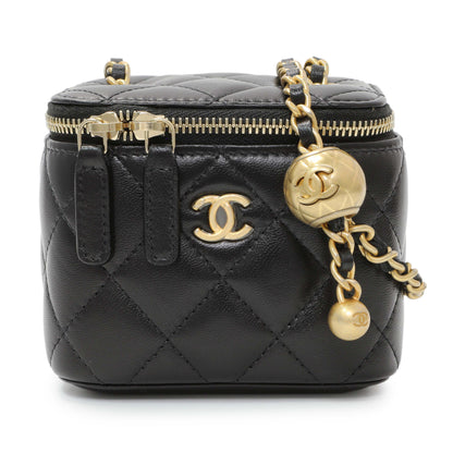 Exclusive Chanel Black Lambskin Mini Pearl Crush Vanity — Front View