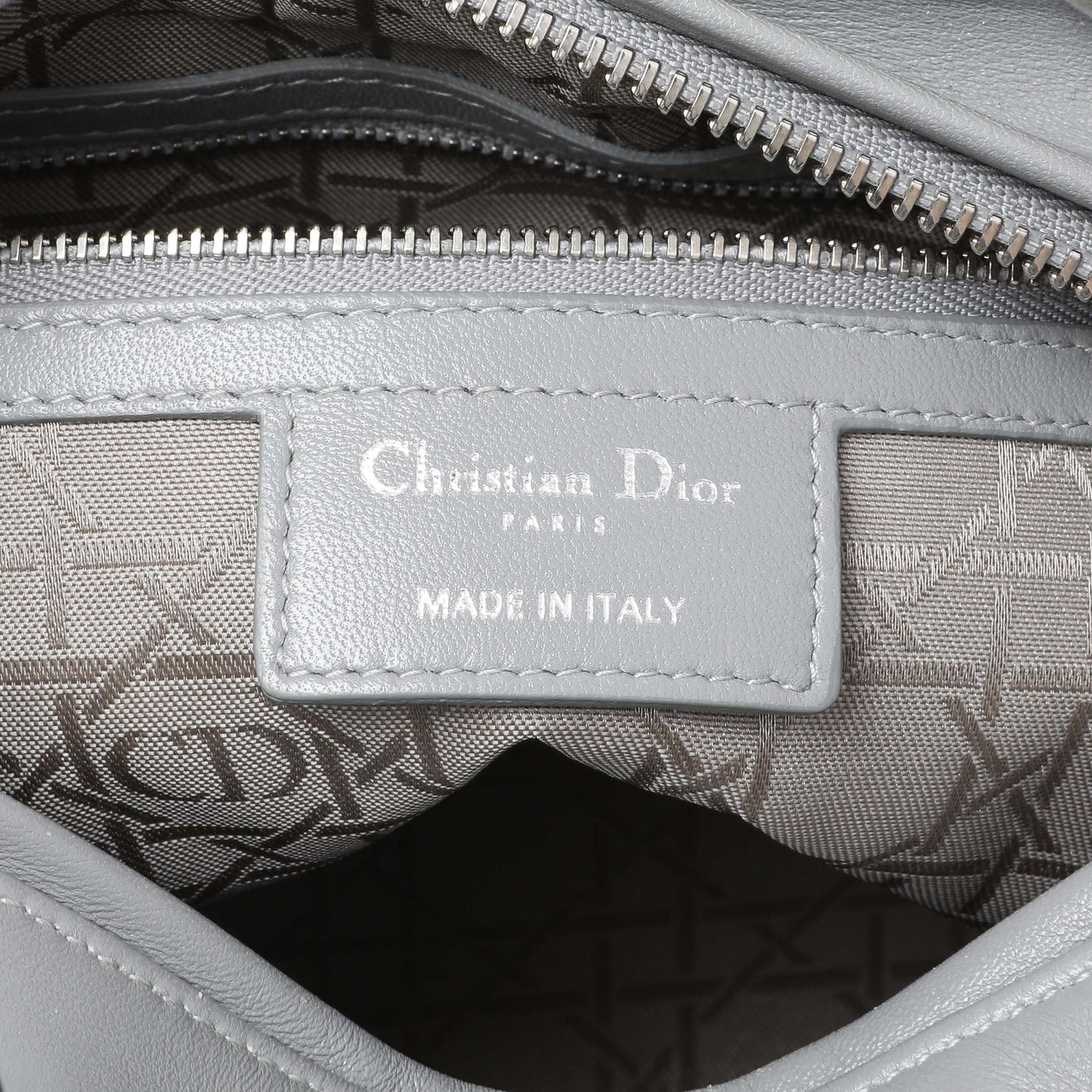 Exclusive Christian Dior Grey Lambskin Cannage Medium Lady Dior — Alternate View 13