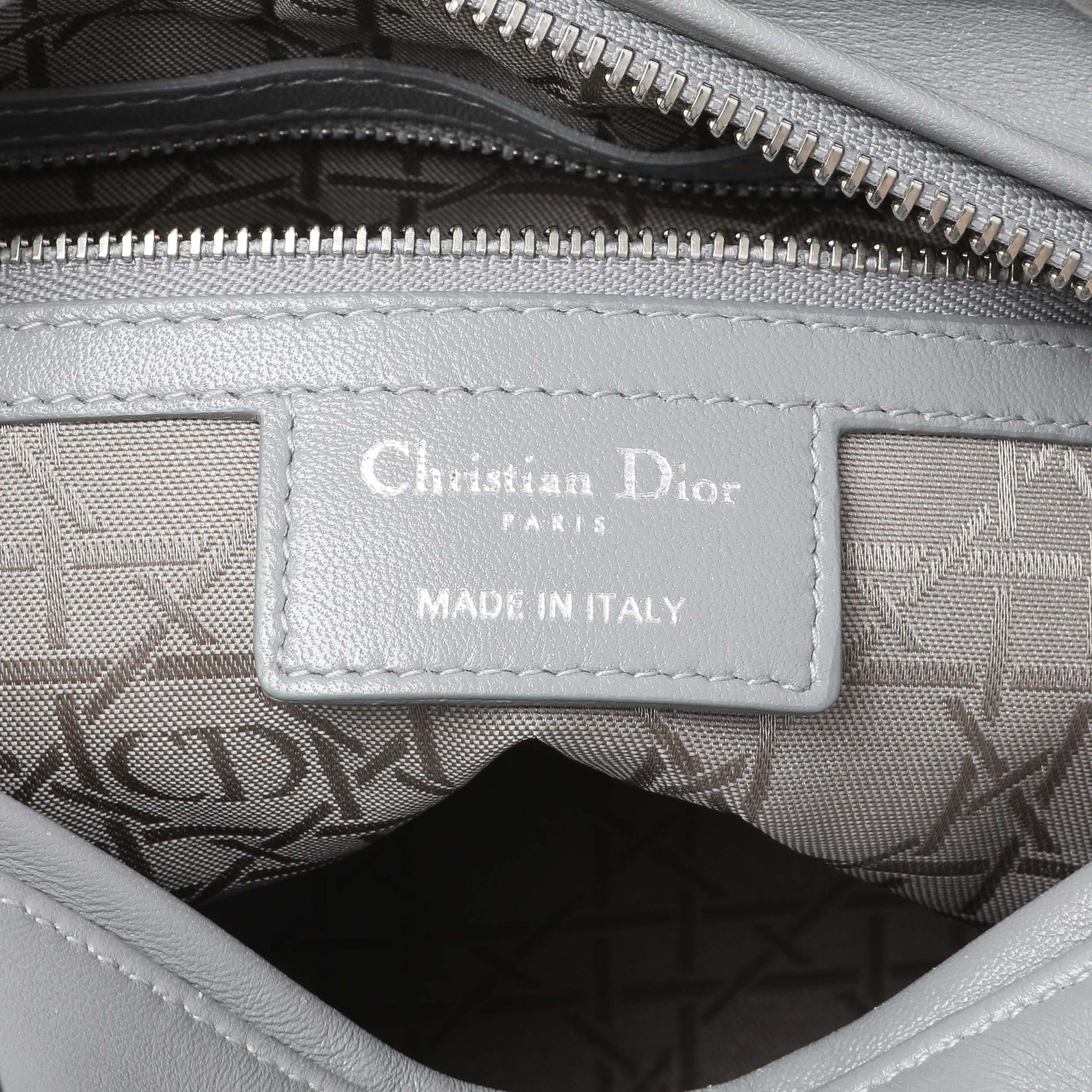 Exclusive Christian Dior Grey Lambskin Cannage Medium Lady Dior — Alternate View 13
