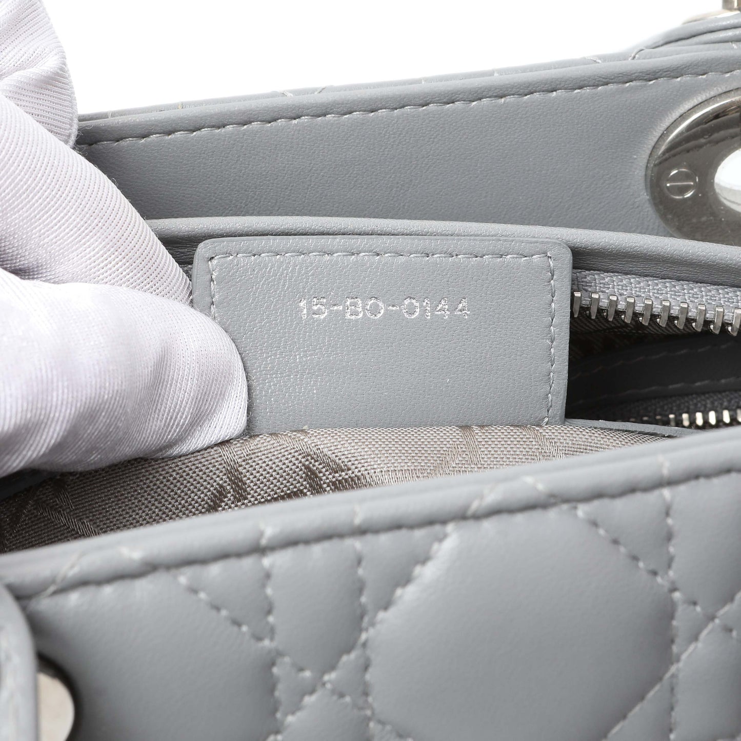 Exclusive Christian Dior Grey Lambskin Cannage Medium Lady Dior — Alternate View 14