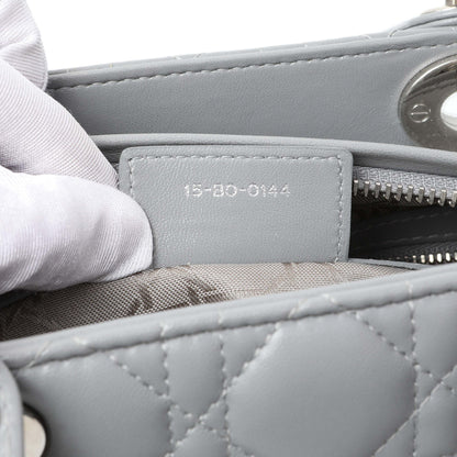 Exclusive Christian Dior Grey Lambskin Cannage Medium Lady Dior — Alternate View 14