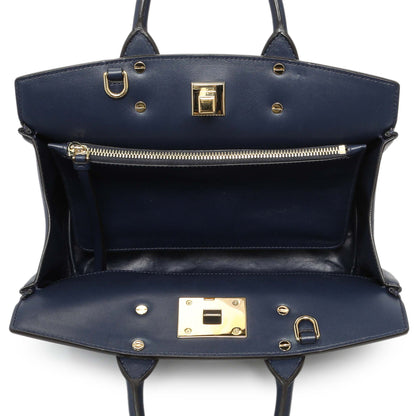 Exclusive Salvatore Ferragamo Blue Calfskin Medium Studio Bag — Top View