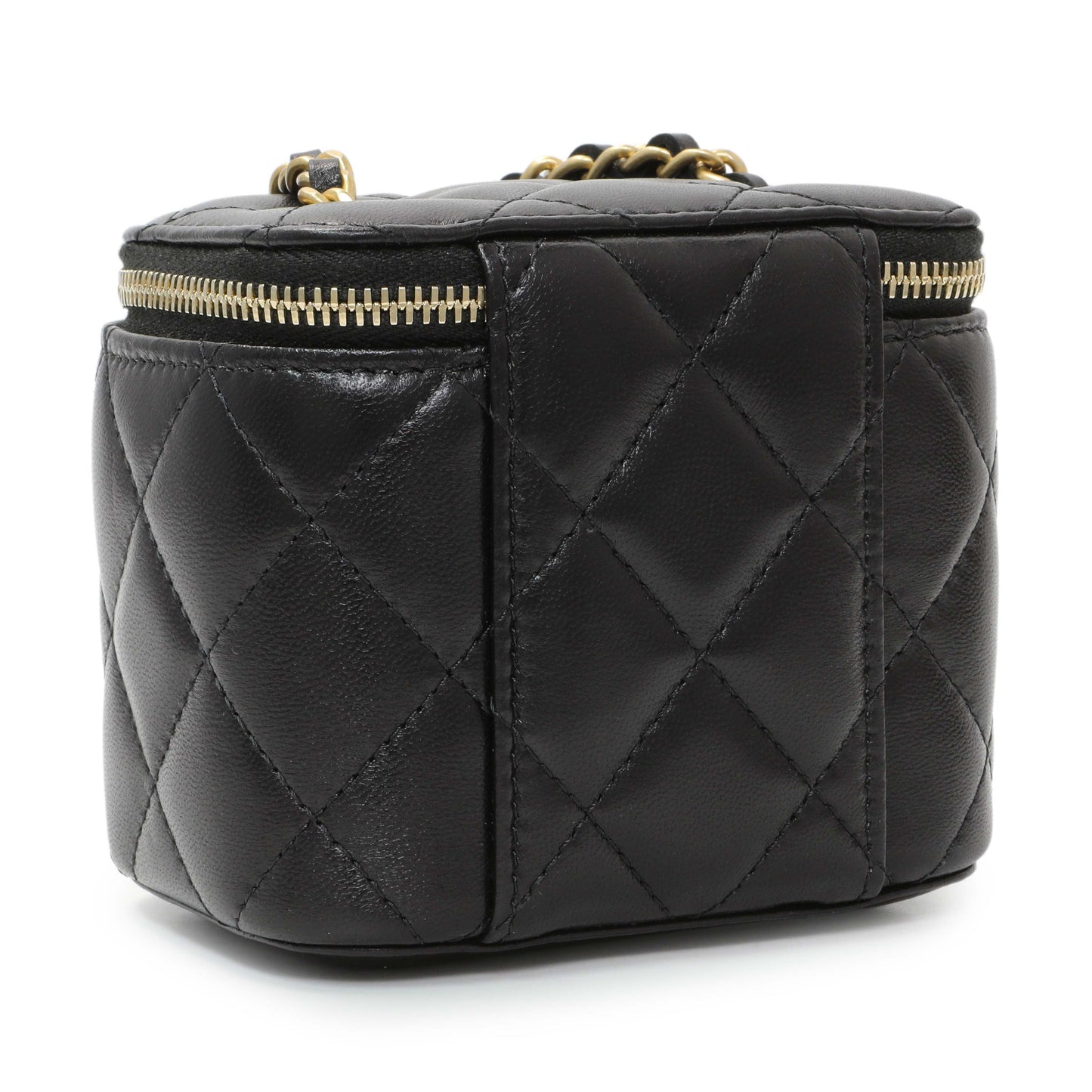 Exclusive Chanel Black Lambskin Mini Pearl Crush Vanity — Side View