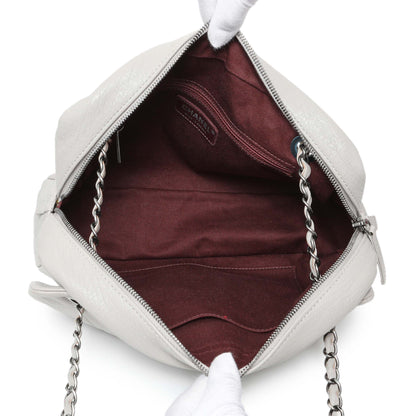 Exclusive Chanel Grey Quilted Goatskin Chain Shoulder Bag — Top View