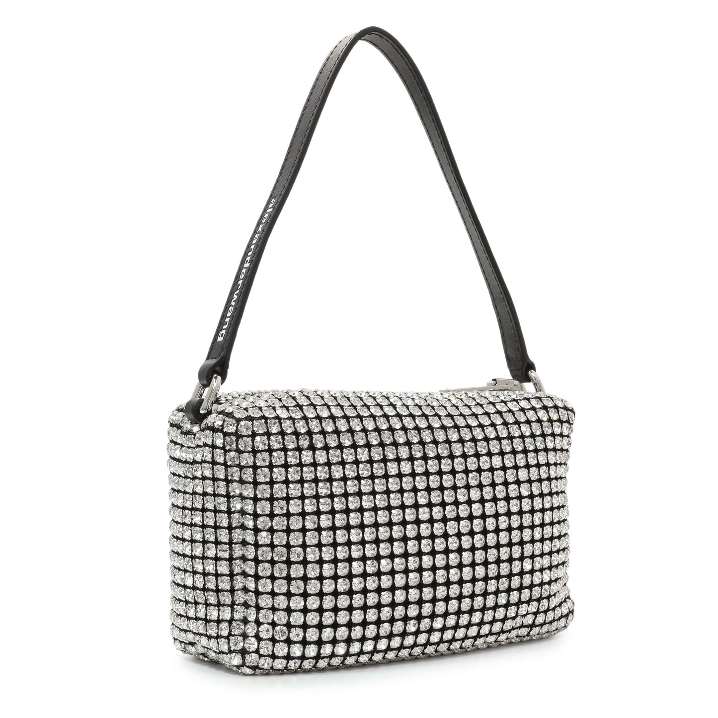 Exclusive Alexander Wang Black Silver Mesh Crystal Rhinestone Mini Heiress Pouch — Side View