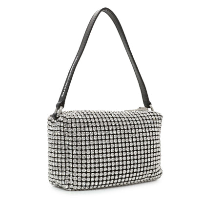 Exclusive Alexander Wang Black Silver Mesh Crystal Rhinestone Mini Heiress Pouch — Side View