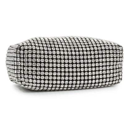 Exclusive Alexander Wang Black Silver Mesh Crystal Rhinestone Mini Heiress Pouch — Back View