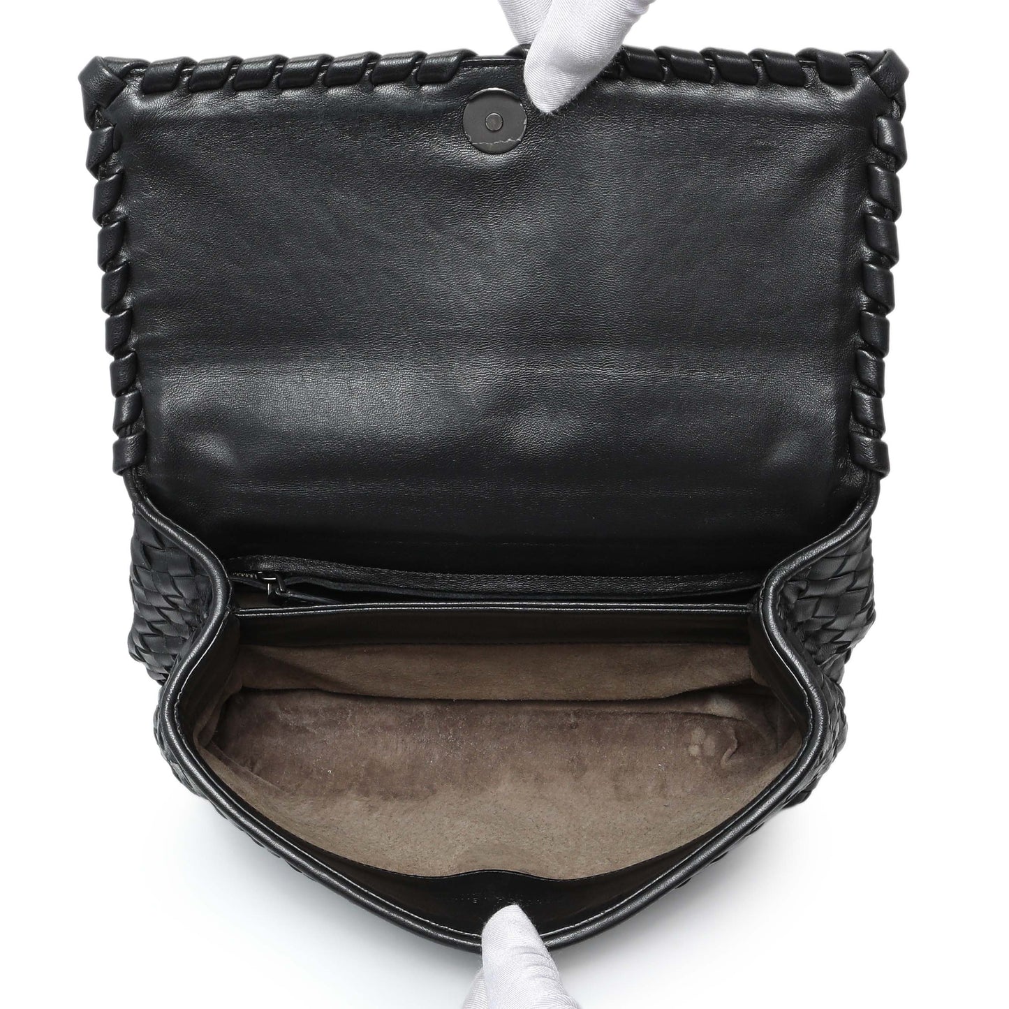 Exclusive Bottega Veneta Black Nappa Intrecciato Small Olimpia Shoulder Bag — Alternate View 9