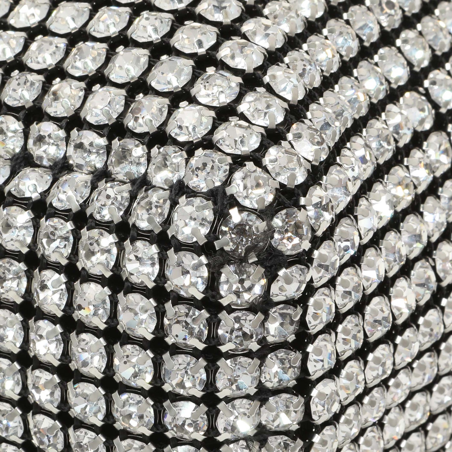 Exclusive Alexander Wang Black Silver Mesh Crystal Rhinestone Mini Heiress Pouch — Top View