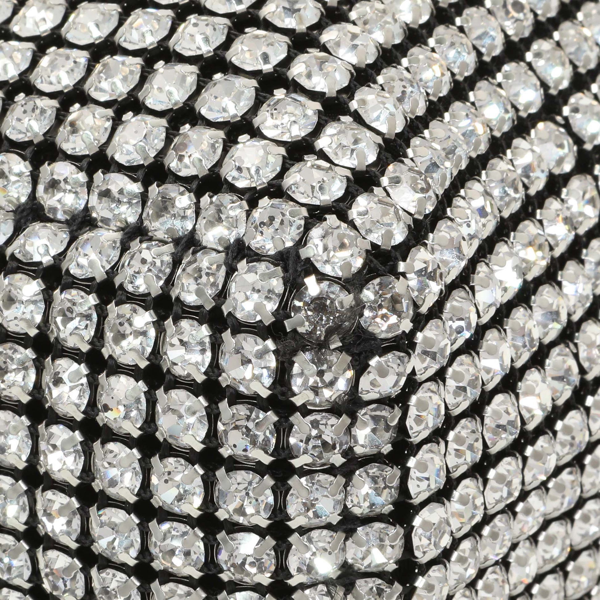 Exclusive Alexander Wang Black Silver Mesh Crystal Rhinestone Mini Heiress Pouch — Top View