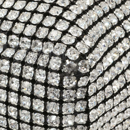 Exclusive Alexander Wang Black Silver Mesh Crystal Rhinestone Mini Heiress Pouch — Top View