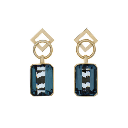 Exclusive 18K Yellow Gold 38.58 Carat Blue Topaz Earrings — Front View