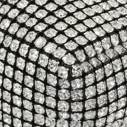 Exclusive Alexander Wang Black Silver Mesh Crystal Rhinestone Mini Heiress Pouch — Detail View