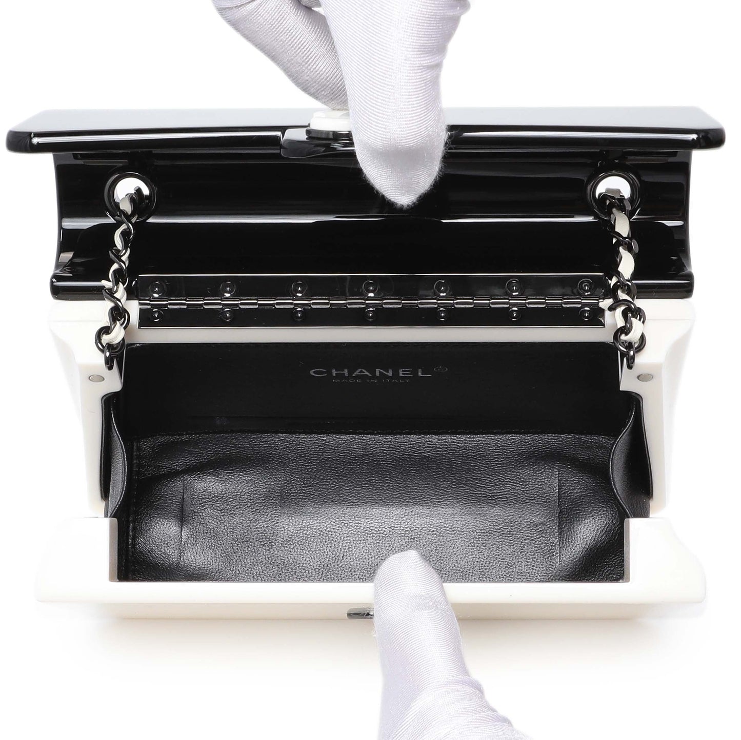 Exclusive Chanel Black White Plexiglass Plexi Coco Bag — Top View