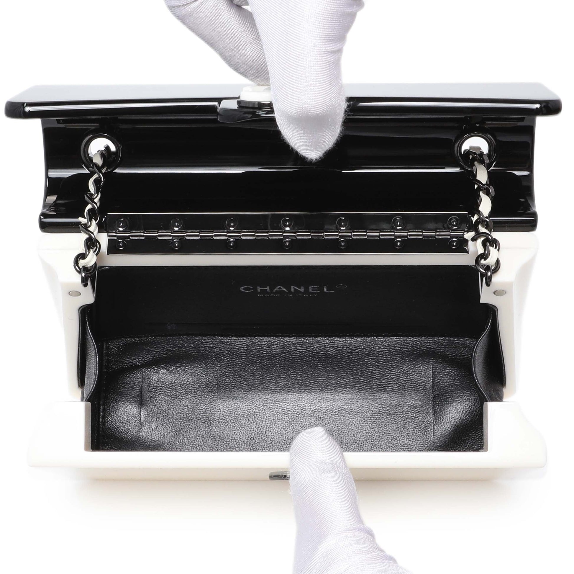 Exclusive Chanel Black White Plexiglass Plexi Coco Bag — Top View
