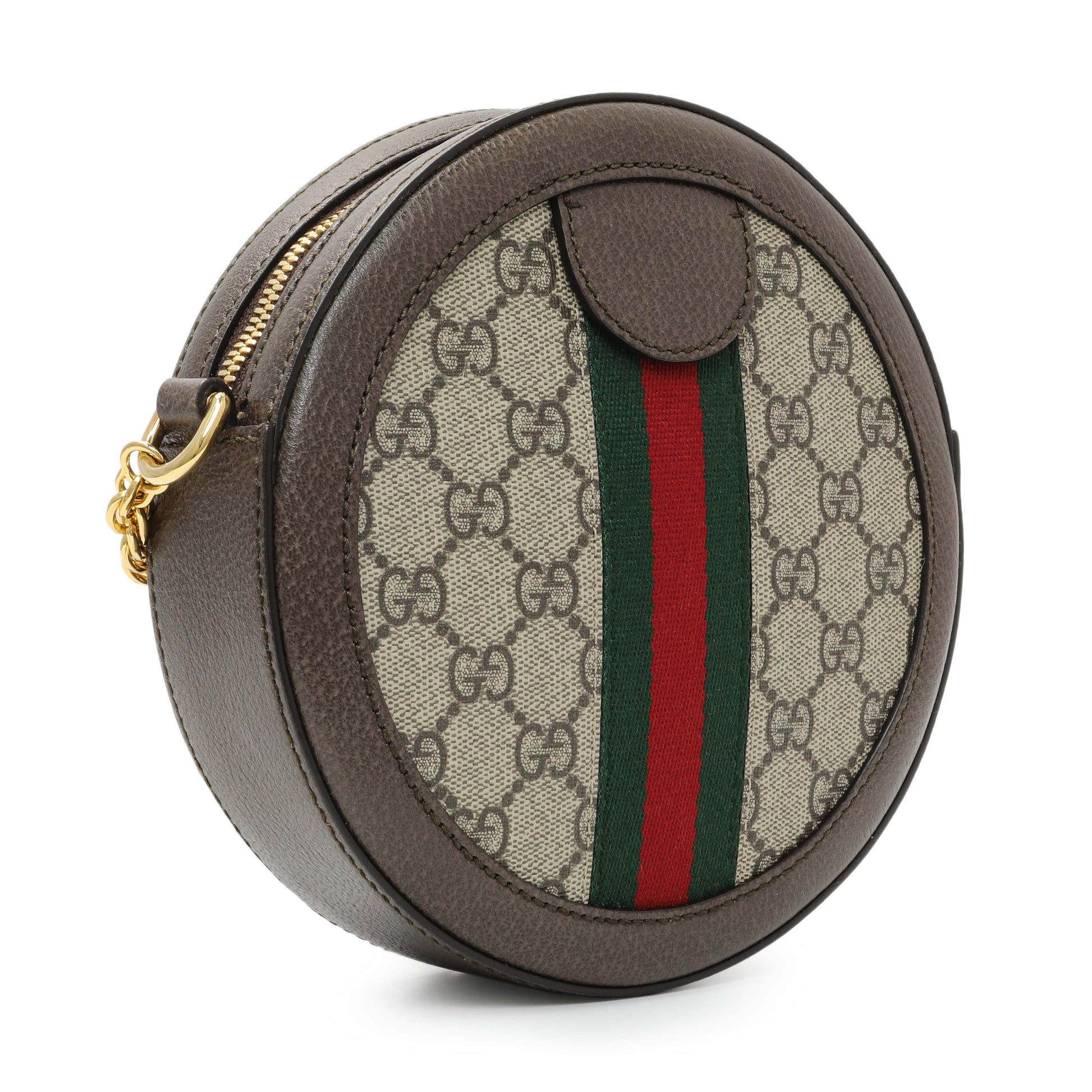 Exclusive Gucci GG Supreme Monogram Web Mini Ophidia Round Shoulder Bag — Side View