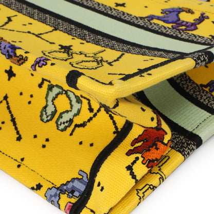 Exclusive Christian Dior Yellow Embroidered Pixel Zodiac Small Book Tote — Alternate View 7