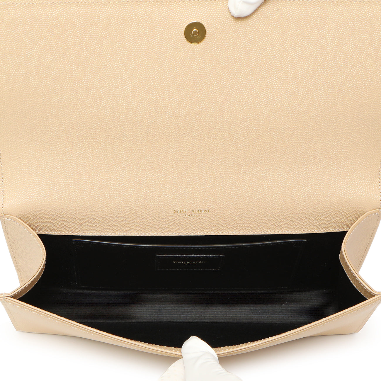 Exclusive Saint Laurent Beige Grain De Poudre Monogram Cassandre Clutch — Alternate View 8