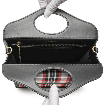 Exclusive Burberry Black Calfskin Check Canvas Mini Pocket Bag — Top View