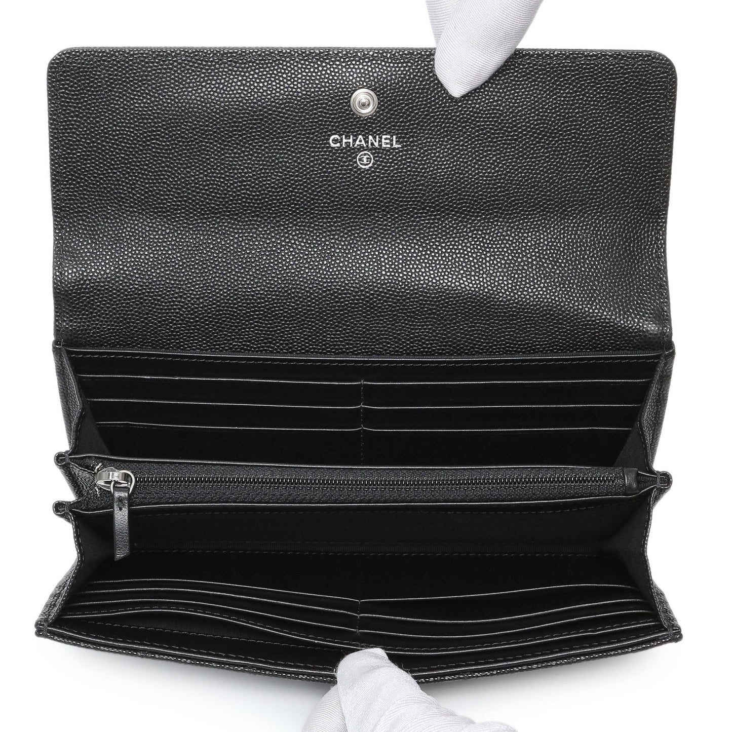 Exclusive Chanel Black Quilted Caviar Large Boy Gusset Flap Wallet — Alternate View 8