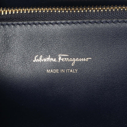 Exclusive Salvatore Ferragamo Blue Calfskin Medium Studio Bag — Lifestyle View