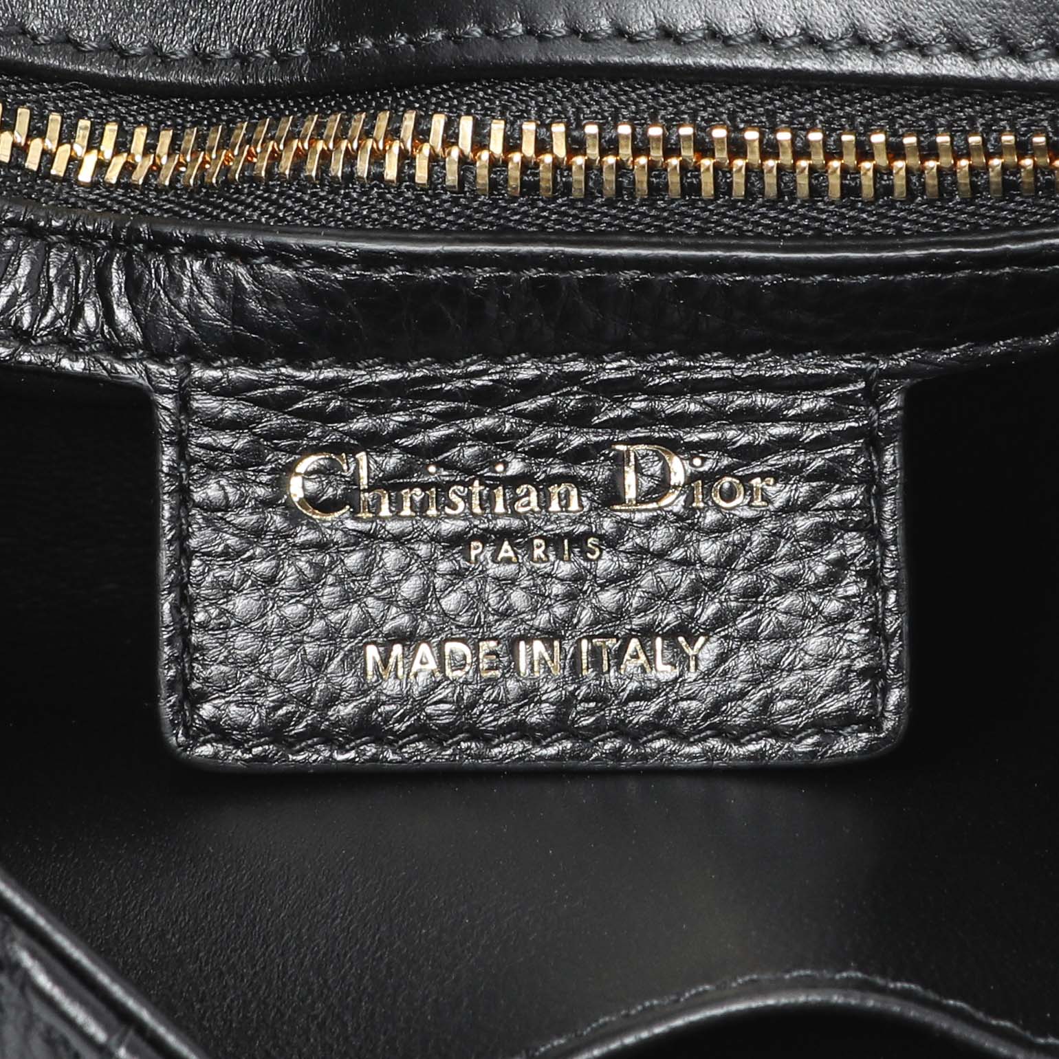 Exclusive Christian Dior Black Cannage Calfskin Small Caro Bag — Detail View