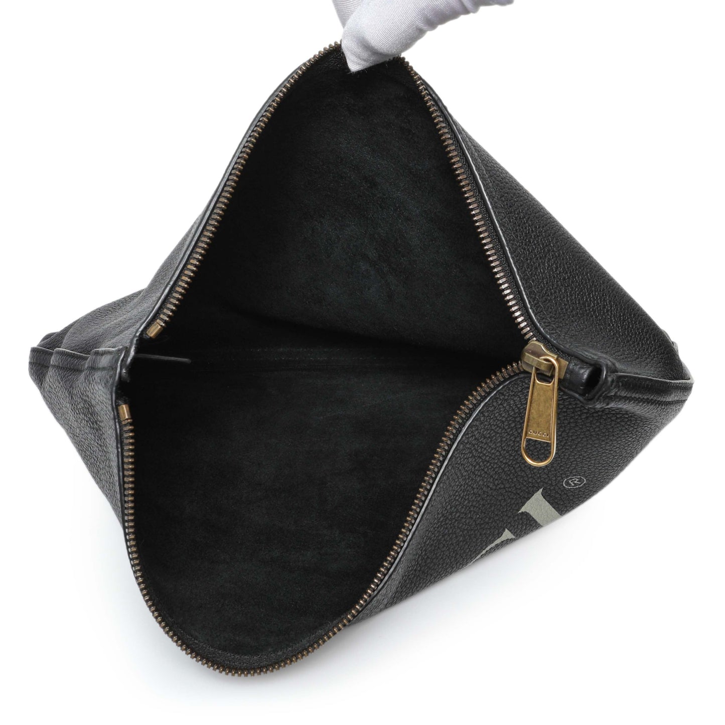 Exclusive Gucci Logo Print Leather Pouch — Top View