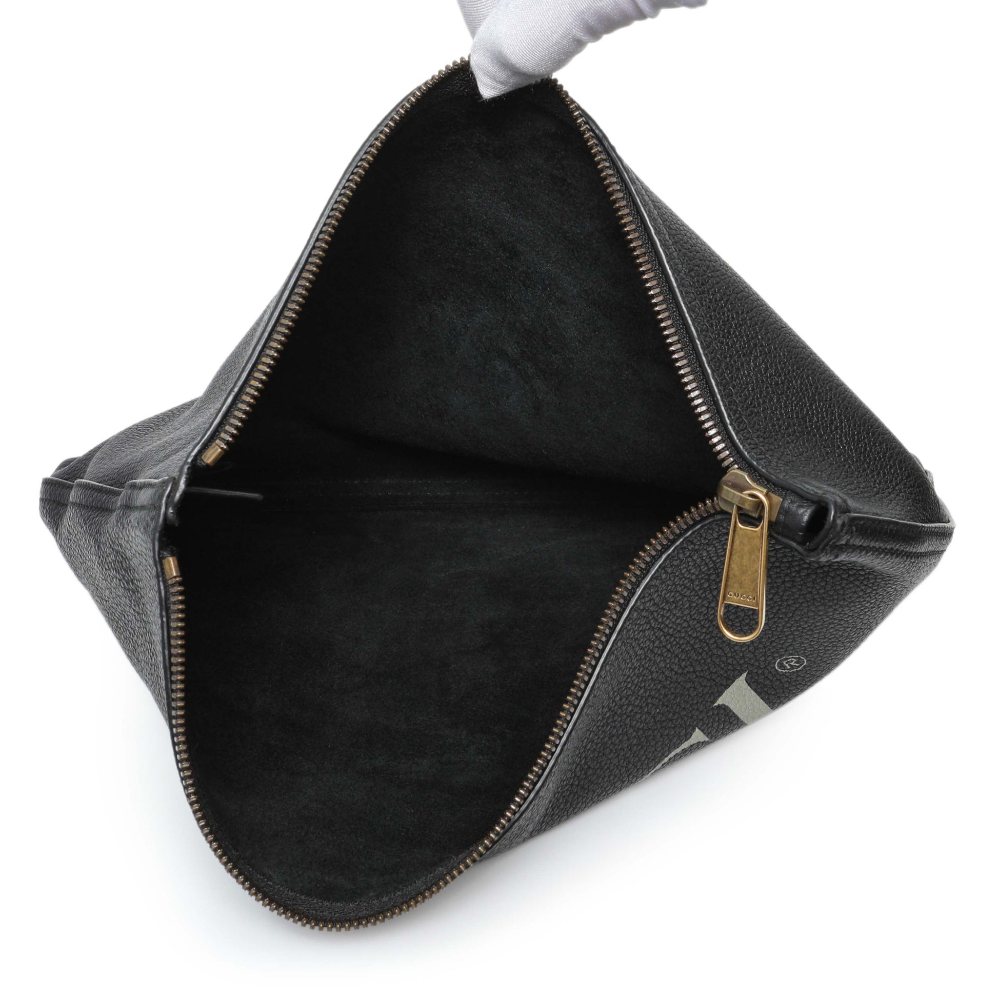 Exclusive Gucci Logo Print Leather Pouch — Top View
