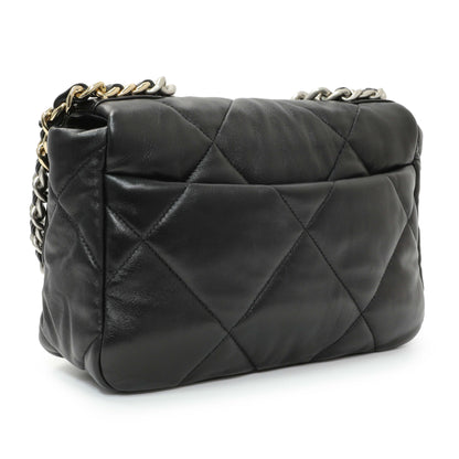 Exclusive Chanel Black Lambskin Quilted Medium Chanel 19 Flap — Side View