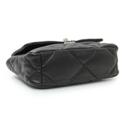 Exclusive Chanel Black Lambskin Quilted Medium Chanel 19 Flap — Back View