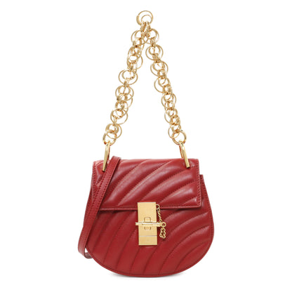 Exclusive Chloe Red Calfskin Quilted Mini Drew Bijou Shoulder Bag — Front View