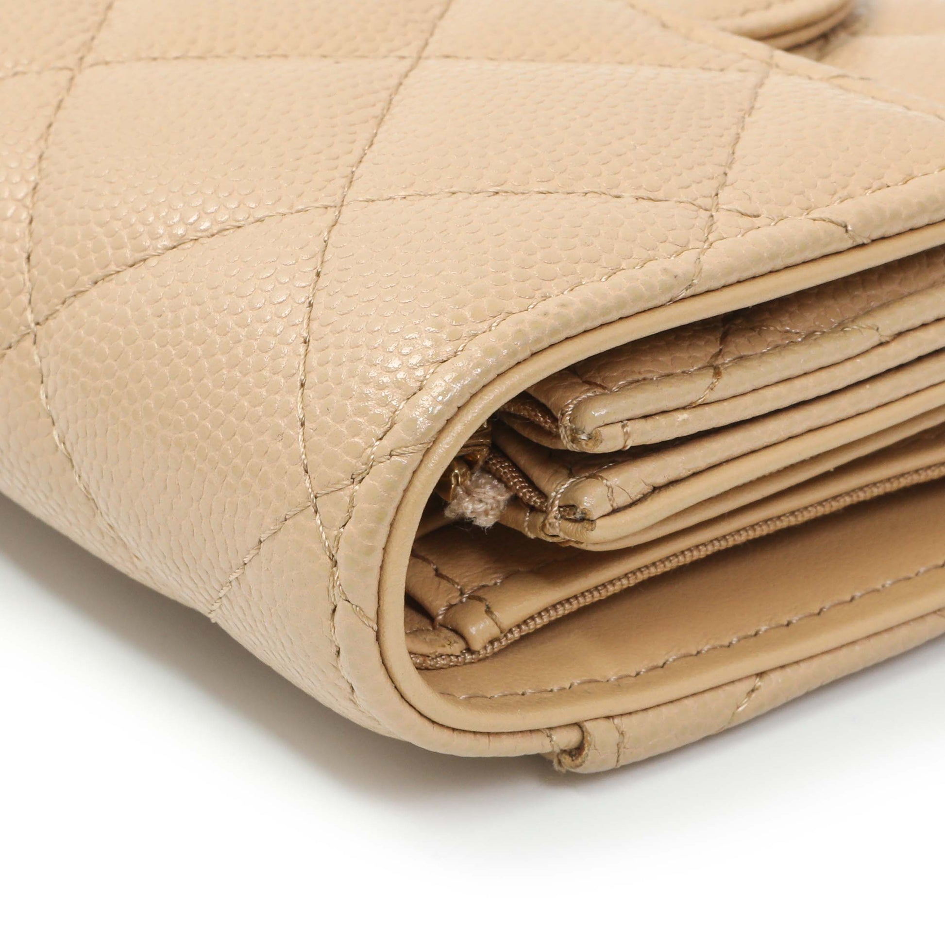 Exclusive Chanel Beige Quilted Caviar Tri-Fold Wallet — Alternate View 7