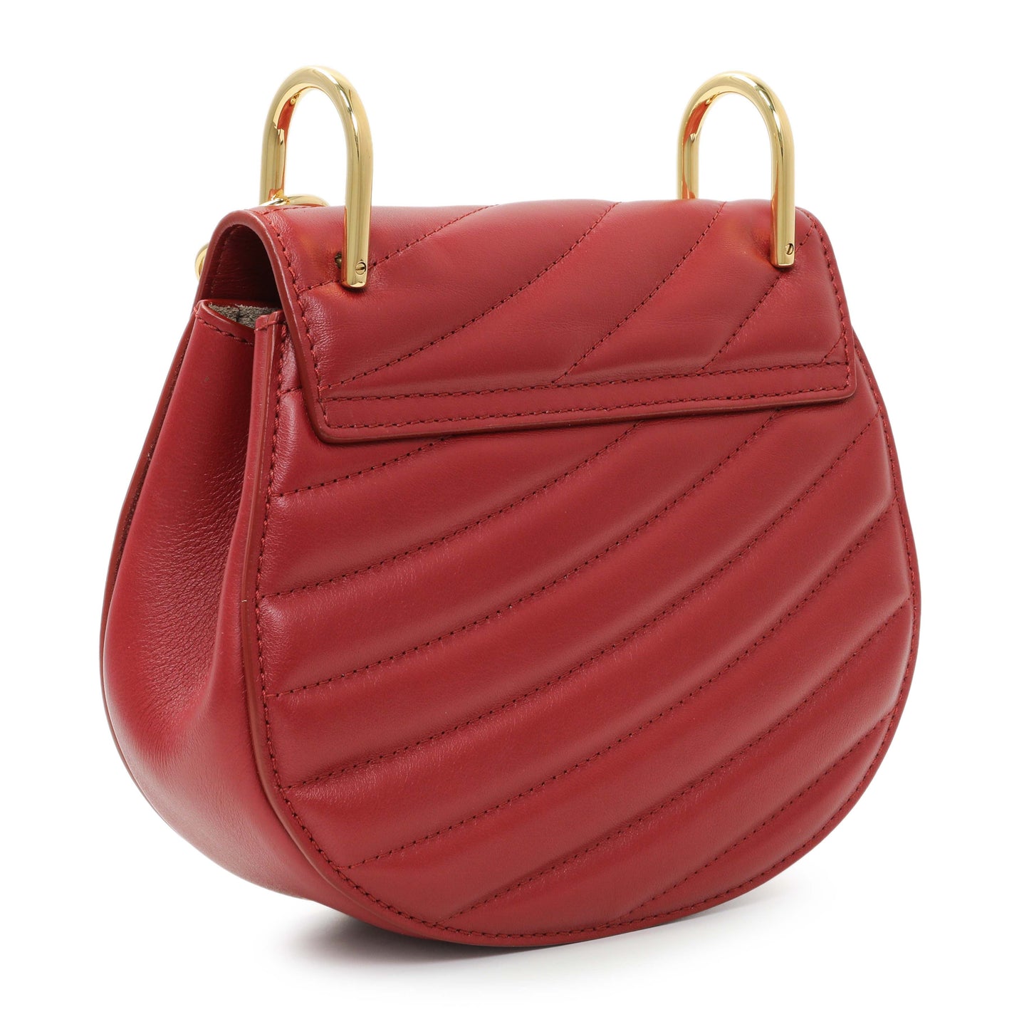Exclusive Chloe Red Calfskin Quilted Mini Drew Bijou Shoulder Bag — Side View