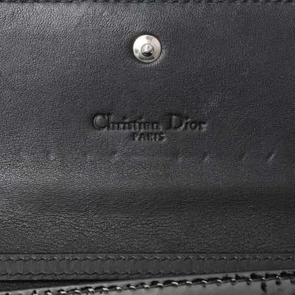 Exclusive Christian Dior Black Patent Cannage Lady Dior Rendezvous Wallet On Chain — Detail View