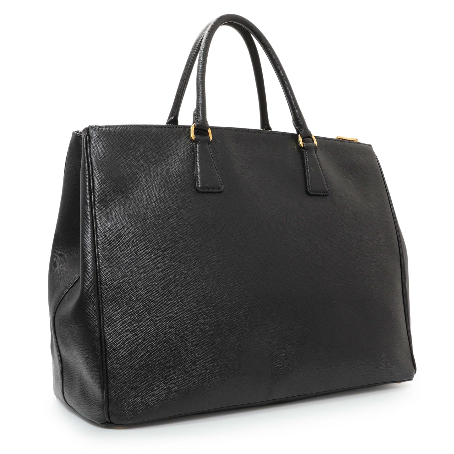 Exclusive Prada Black Saffiano Large Galleria Double Zip Tote — Side View