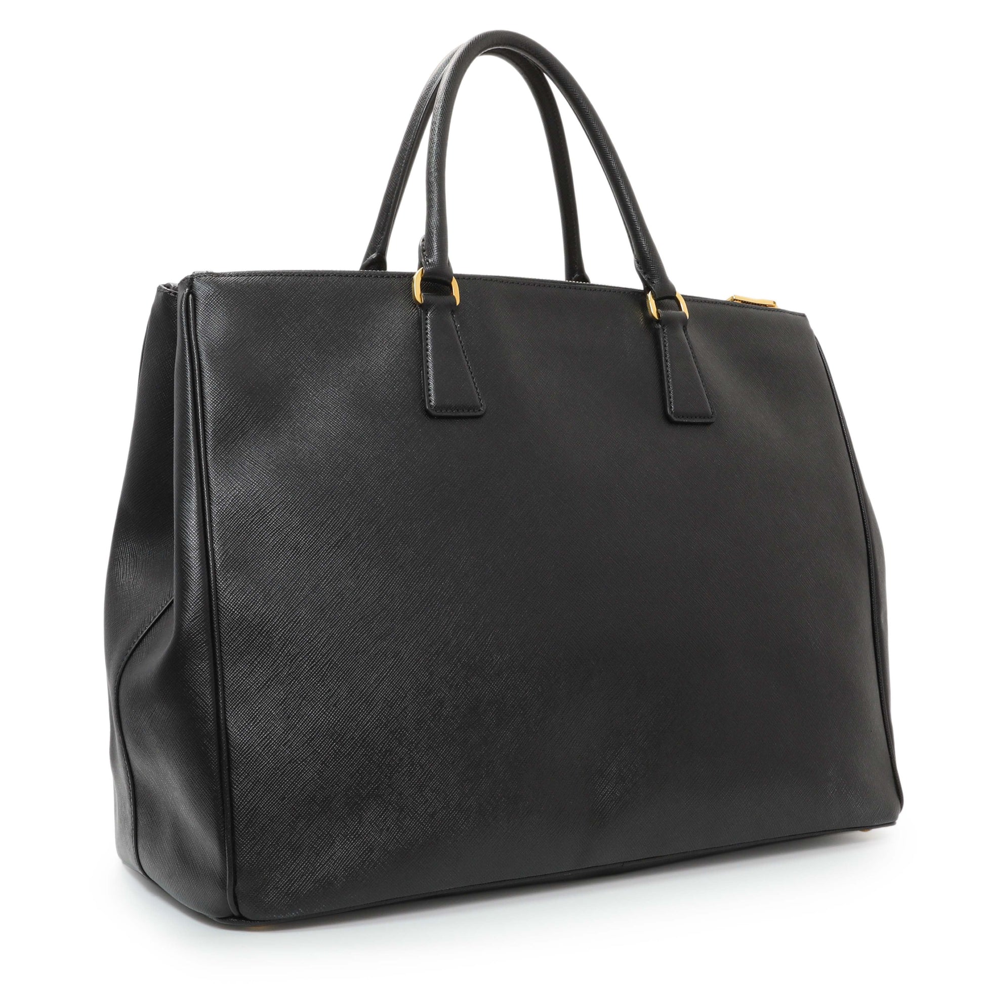 Exclusive Prada Black Saffiano Large Galleria Double Zip Tote — Side View