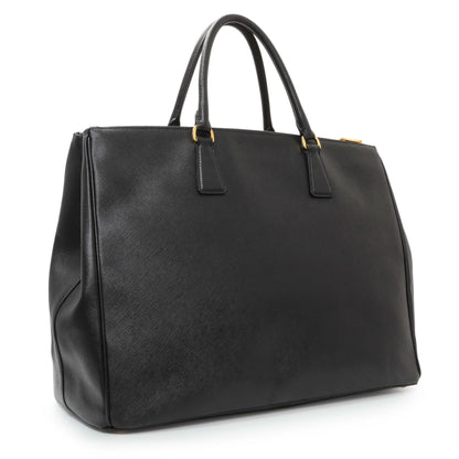 Exclusive Prada Black Saffiano Large Galleria Double Zip Tote — Side View