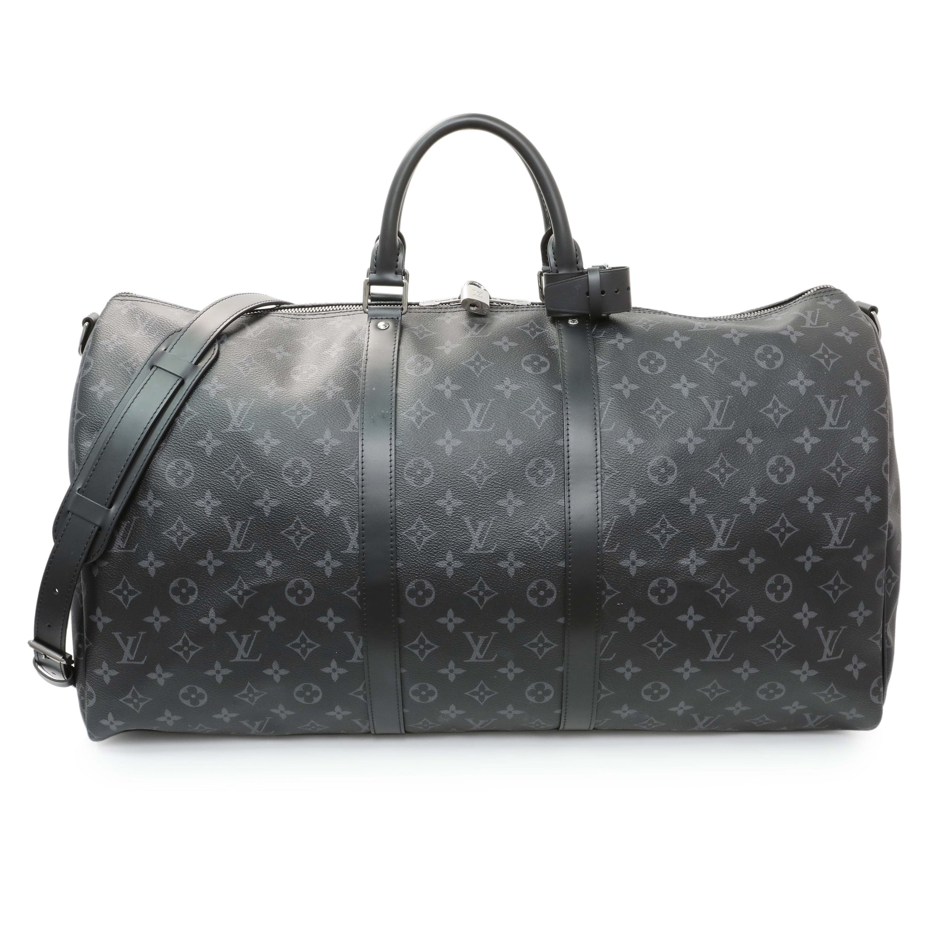 Exclusive Louis Vuitton Monogram Eclipse Keepall Bandouliere 55 — Front View