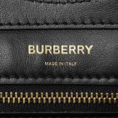 Exclusive Burberry Black Calfskin Check Canvas Mini Pocket Bag — Detail View