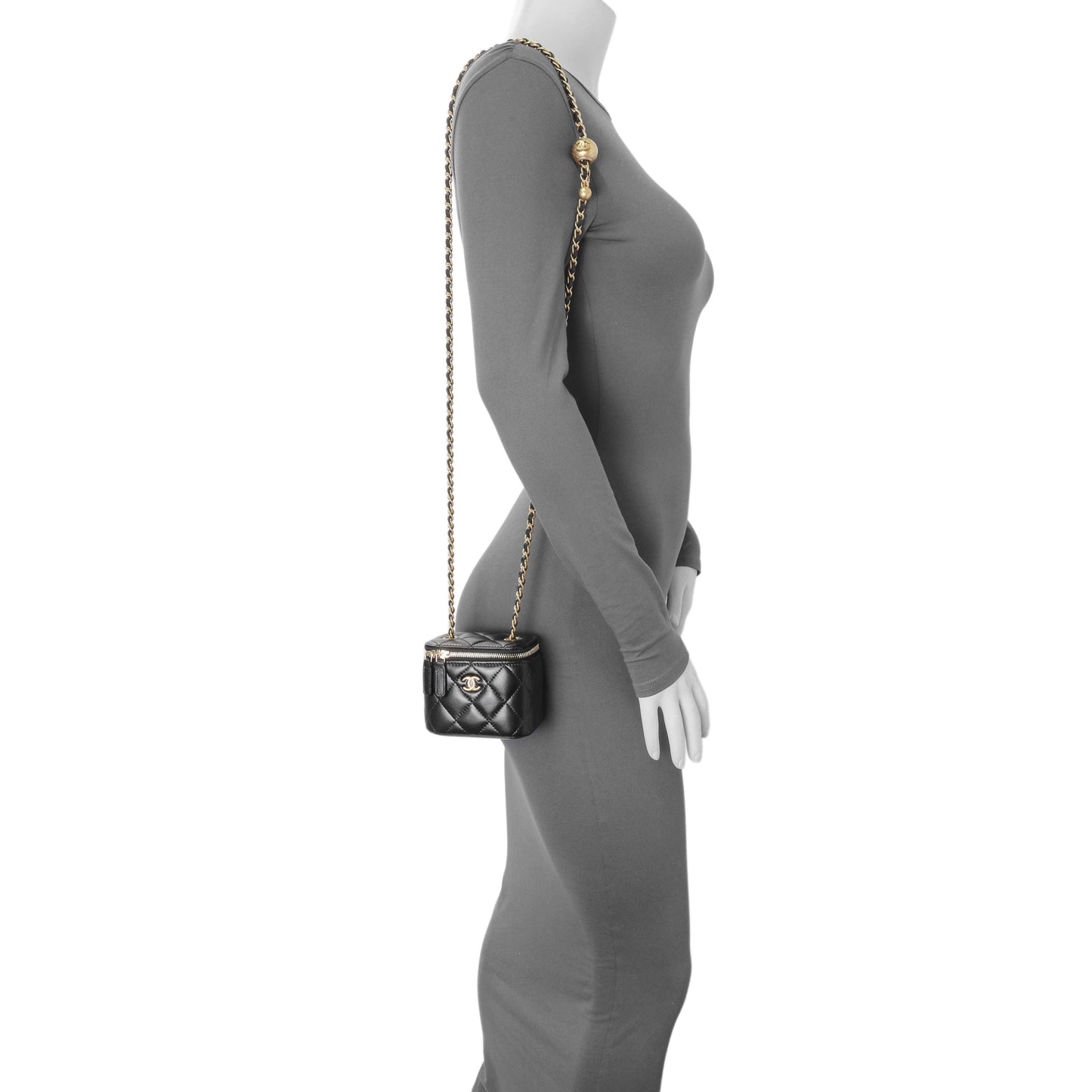 Exclusive Chanel Black Lambskin Mini Pearl Crush Vanity — Alternate View 7