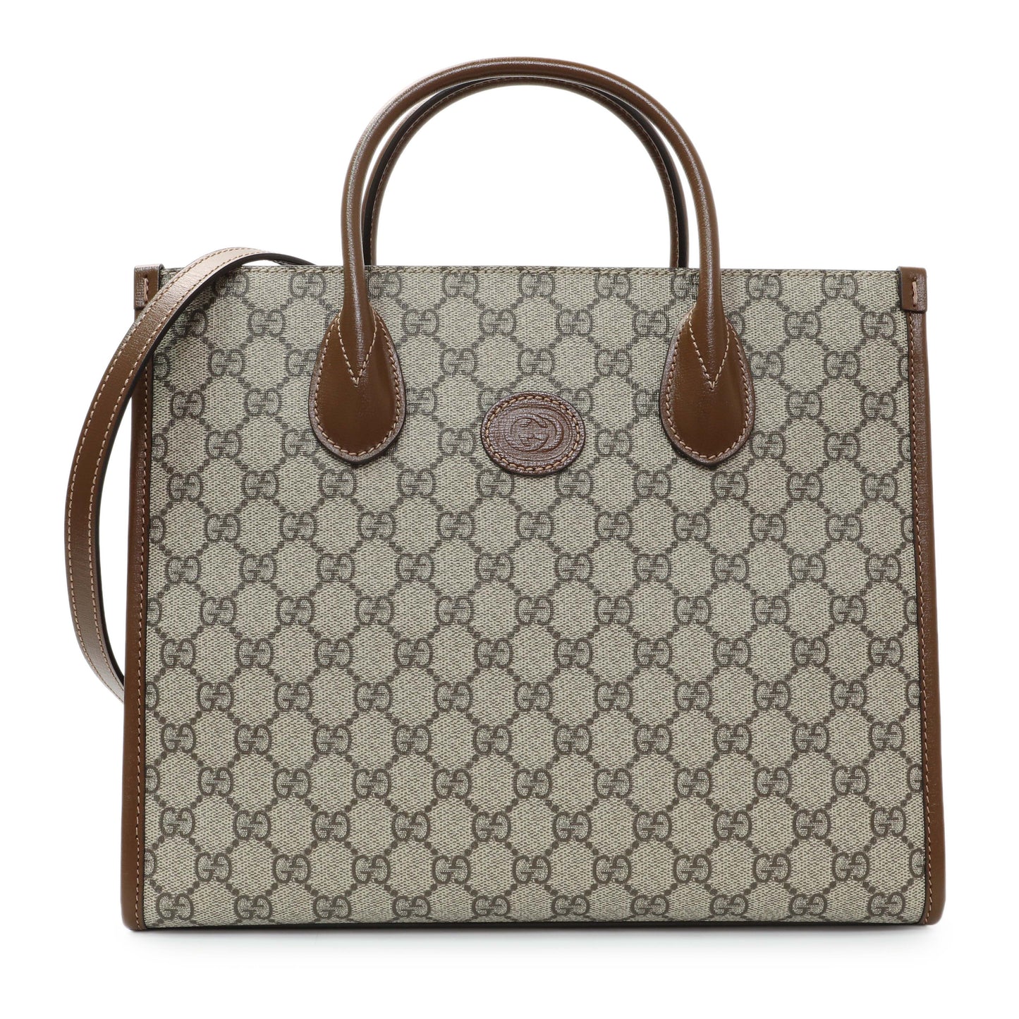 Exclusive Gucci Supreme Canvas Retro Interlocking G Tote — Front View