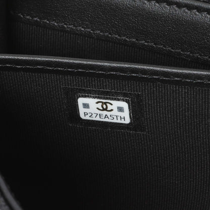 Exclusive Chanel Black Quilted Caviar Large Boy Gusset Flap Wallet — Alternate View 11
