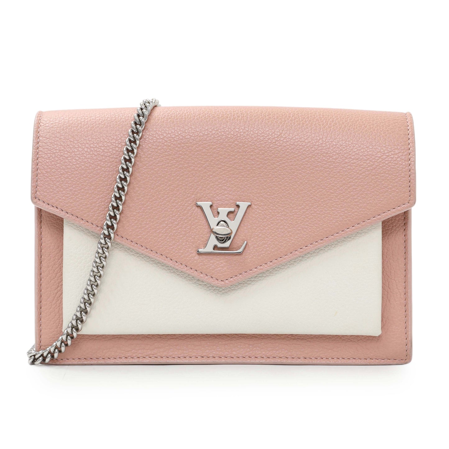 Exclusive Louis Vuitton Pink Calfskin Mylockme Chain Pochette — Front View