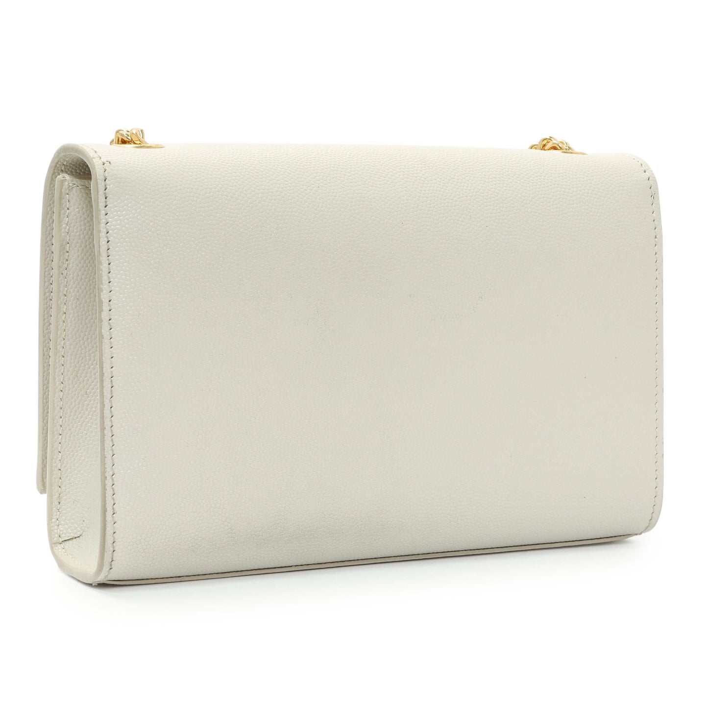 Exclusive Saint Laurent Crema Soft Grain De Poudre Small Classic Monogram Kate Tassel Satchel — Side View